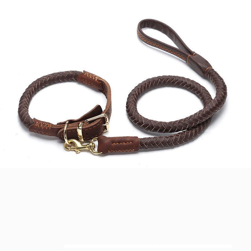 Correa y Collar de Cuero Genuino para Perros — Opciones Corta, Mediana, Larga, XL o Set Completo (Animal State)