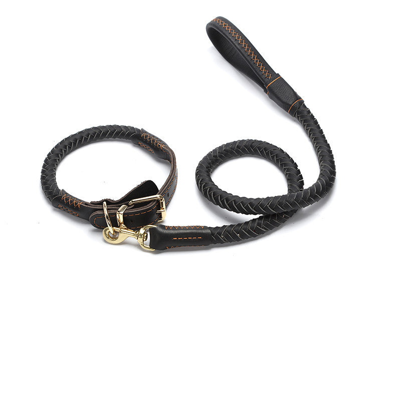 Correa y Collar de Cuero Genuino para Perros — Opciones Corta, Mediana, Larga, XL o Set Completo (Animal State)