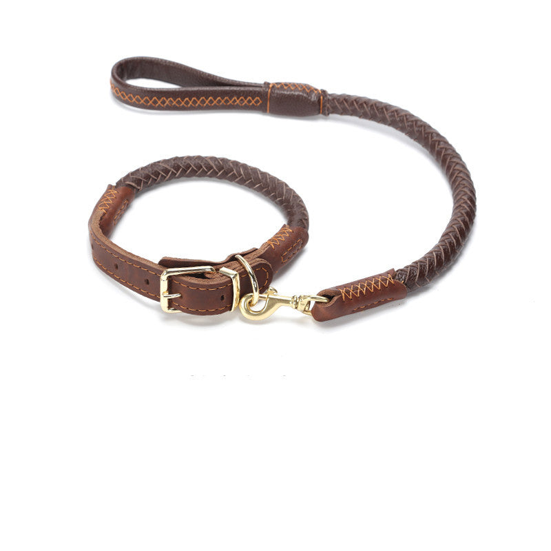 Correa y Collar de Cuero Genuino para Perros — Opciones Corta, Mediana, Larga, XL o Set Completo (Animal State)